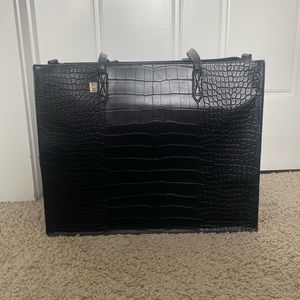 Beis Large Work Tote in Black Croc